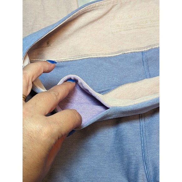 Outdoor Voices Yoga Pant Leggings Size Large Colorblock Blue Purple Pink - Picture 7 of 13